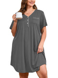 SHOWMALL Womens Nightgown Sleep Shirt Dress V Neck Short Sleeve Sleepwear Dress