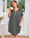 SHOWMALL Womens Nightgown Sleep Shirt Dress V Neck Short Sleeve Sleepwear Dress