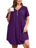 SHOWMALL Womens Nightgown Sleep Shirt Dress V Neck Short Sleeve Sleepwear Dress