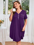 SHOWMALL Womens Nightgown Sleep Shirt Dress V Neck Short Sleeve Sleepwear Dress