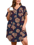 SHOWMALL Womens Nightgown Sleep Shirt Dress V Neck Short Sleeve Sleepwear Dress
