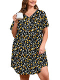 SHOWMALL Womens Nightgown Sleep Shirt Dress V Neck Short Sleeve Sleepwear Dress