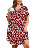 SHOWMALL Womens Nightgown Sleep Shirt Dress V Neck Short Sleeve Sleepwear Dress