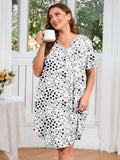 SHOWMALL Womens Nightgown Sleep Shirt Dress V Neck Short Sleeve Sleepwear Dress