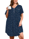 SHOWMALL Womens Nightgown Sleep Shirt Dress V Neck Short Sleeve Sleepwear Dress