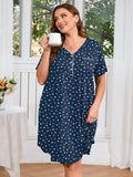 SHOWMALL Womens Nightgown Sleep Shirt Dress V Neck Short Sleeve Sleepwear Dress