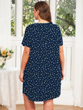 SHOWMALL Womens Nightgown Sleep Shirt Dress V Neck Short Sleeve Sleepwear Dress
