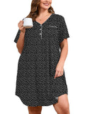 SHOWMALL Womens Nightgown Sleep Shirt Dress V Neck Short Sleeve Sleepwear Dress
