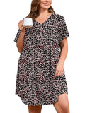 SHOWMALL Womens Nightgown Sleep Shirt Dress V Neck Short Sleeve Sleepwear Dress