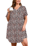 SHOWMALL Womens Nightgown Sleep Shirt Dress V Neck Short Sleeve Sleepwear Dress