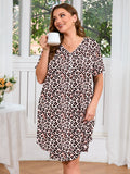 SHOWMALL Womens Nightgown Sleep Shirt Dress V Neck Short Sleeve Sleepwear Dress