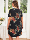 SHOWMALL Womens Nightgown Sleep Shirt Dress V Neck Short Sleeve Sleepwear Dress
