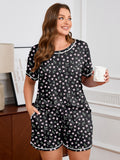 SHOWMALL Pajamas for Plus Women 2 Piece Short Sleeve Tops and Shorts Lounge Set Soft Sleepwear with Pockets