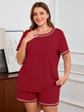 SHOWMALL Pajamas for Plus Women 2 Piece Short Sleeve Tops and Shorts Lounge Set Soft Sleepwear with Pockets