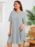 SHOWMALL Women's Plus Size 2 Piece Outfit Sets, Dark Short Sleeve Side Split Tunic Tops and Biker Shorts Sets, Summer Soft Loungewear