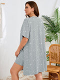 SHOWMALL Women's Plus Size 2 Piece Outfit Sets, Dark Short Sleeve Side Split Tunic Tops and Biker Shorts Sets, Summer Soft Loungewear