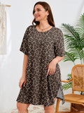 SHOWMALL Women's Plus Size 2 Piece Outfit Sets, Dark Short Sleeve Side Split Tunic Tops and Biker Shorts Sets, Summer Soft Loungewear
