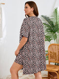 SHOWMALL Women's Plus Size 2 Piece Outfit Sets, Dark Short Sleeve Side Split Tunic Tops and Biker Shorts Sets, Summer Soft Loungewear