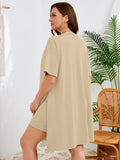 SHOWMALL Women's Plus Size 2 Piece Outfit Sets, Dark Short Sleeve Side Split Tunic Tops and Biker Shorts Sets, Summer Soft Loungewear