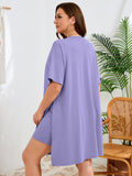 SHOWMALL Women's Plus Size 2 Piece Outfit Sets, Dark Short Sleeve Side Split Tunic Tops and Biker Shorts Sets, Summer Soft Loungewear