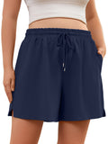 SHOWMALL Women's Plus Size Activewear Shorts, Soft Cotton Lounge Shorts with Pockets & Side Slits, Gym Shorts