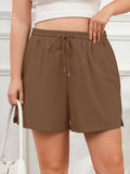 SHOWMALL Women's Plus Size Activewear Shorts, Soft Cotton Lounge Shorts with Pockets & Side Slits, Gym Shorts