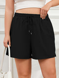 SHOWMALL Women's Plus Size Activewear Shorts, Soft Cotton Lounge Shorts with Pockets & Side Slits, Gym Shorts