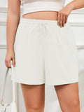 SHOWMALL Women's Plus Size Activewear Shorts, Soft Cotton Lounge Shorts with Pockets & Side Slits, Gym Shorts