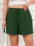 SHOWMALL Women's Plus Size Activewear Shorts, Soft Cotton Lounge Shorts with Pockets & Side Slits, Gym Shorts