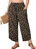 SHOWMALL Women's Plus Size Cropped Wide Leg Pants with Pockets, Elastic Waist Drawstring Casual Summer Pants,  Everyday Travel Wear 1X-5X