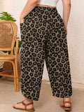 SHOWMALL Women's Plus Size Cropped Wide Leg Pants with Pockets, Elastic Waist Drawstring Casual Summer Pants,  Everyday Travel Wear 1X-5X