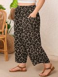 SHOWMALL Women's Plus Size Cropped Wide Leg Pants with Pockets, Elastic Waist Drawstring Casual Summer Pants,  Everyday Travel Wear 1X-5X