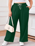 SHOWMALL Women's Plus Size Sweatpants High Waisted Wide Leg Lounge Pants with Pockets Drawstring Elastic Waist Casual Loose Palazzo Pants