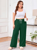 SHOWMALL Women's Plus Size Sweatpants High Waisted Wide Leg Lounge Pants with Pockets Drawstring Elastic Waist Casual Loose Palazzo Pants