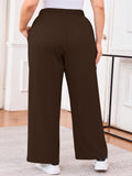 SHOWMALL Women's Plus Size Sweatpants High Waisted Wide Leg Lounge Pants with Pockets Drawstring Elastic Waist Casual Loose Palazzo Pants