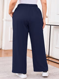 SHOWMALL Women's Plus Size Sweatpants High Waisted Wide Leg Lounge Pants with Pockets Drawstring Elastic Waist Casual Loose Palazzo Pants