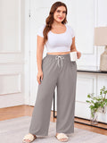 SHOWMALL Women's Plus Size Sweatpants High Waisted Wide Leg Lounge Pants with Pockets Drawstring Elastic Waist Casual Loose Palazzo Pants