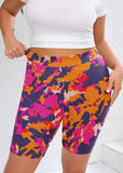 SHOWMALL Women Plus Workout Biker Shorts 8" High Waisted Tummy Control