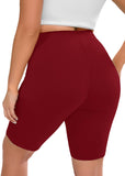 SHOWMALL Women Plus Workout Biker Shorts 8" High Waisted Tummy Control