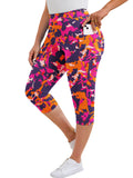 SHOWMALL Women's Plus Size High Waisted Capri Yoga Leggings with Pockets, Tummy Control Cropped Workout Pants for Gym & Running