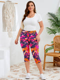SHOWMALL Women's Plus Size High Waisted Capri Yoga Leggings with Pockets, Tummy Control Cropped Workout Pants for Gym & Running