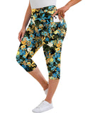 SHOWMALL Women's Plus Size High Waisted Capri Yoga Leggings with Pockets, Tummy Control Cropped Workout Pants for Gym & Running