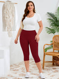 SHOWMALL Women's Plus Size High Waisted Capri Yoga Leggings with Pockets, Tummy Control Cropped Workout Pants for Gym & Running