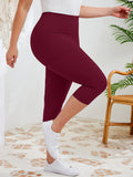 SHOWMALL Women's Plus Size High Waisted Capri Yoga Leggings with Pockets, Tummy Control Cropped Workout Pants for Gym & Running