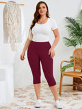 SHOWMALL Women's Plus Size High Waisted Capri Yoga Leggings with Pockets, Tummy Control Cropped Workout Pants for Gym & Running