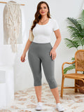 SHOWMALL Women's Plus Size High Waisted Capri Yoga Leggings with Pockets, Tummy Control Cropped Workout Pants for Gym & Running