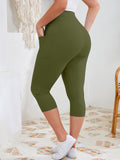 SHOWMALL Women's Plus Size High Waisted Capri Yoga Leggings with Pockets, Tummy Control Cropped Workout Pants for Gym & Running
