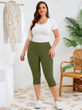 SHOWMALL Women's Plus Size High Waisted Capri Yoga Leggings with Pockets, Tummy Control Cropped Workout Pants for Gym & Running