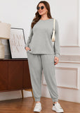 SHOWMALL Womens Plus Size 2 Piece Outfits, Long Sleeve Top and Pant with Pockets Lounge Wear Set Pajamas
