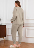 SHOWMALL Womens Plus Size 2 Piece Outfits, Long Sleeve Top and Pant with Pockets Lounge Wear Set Pajamas